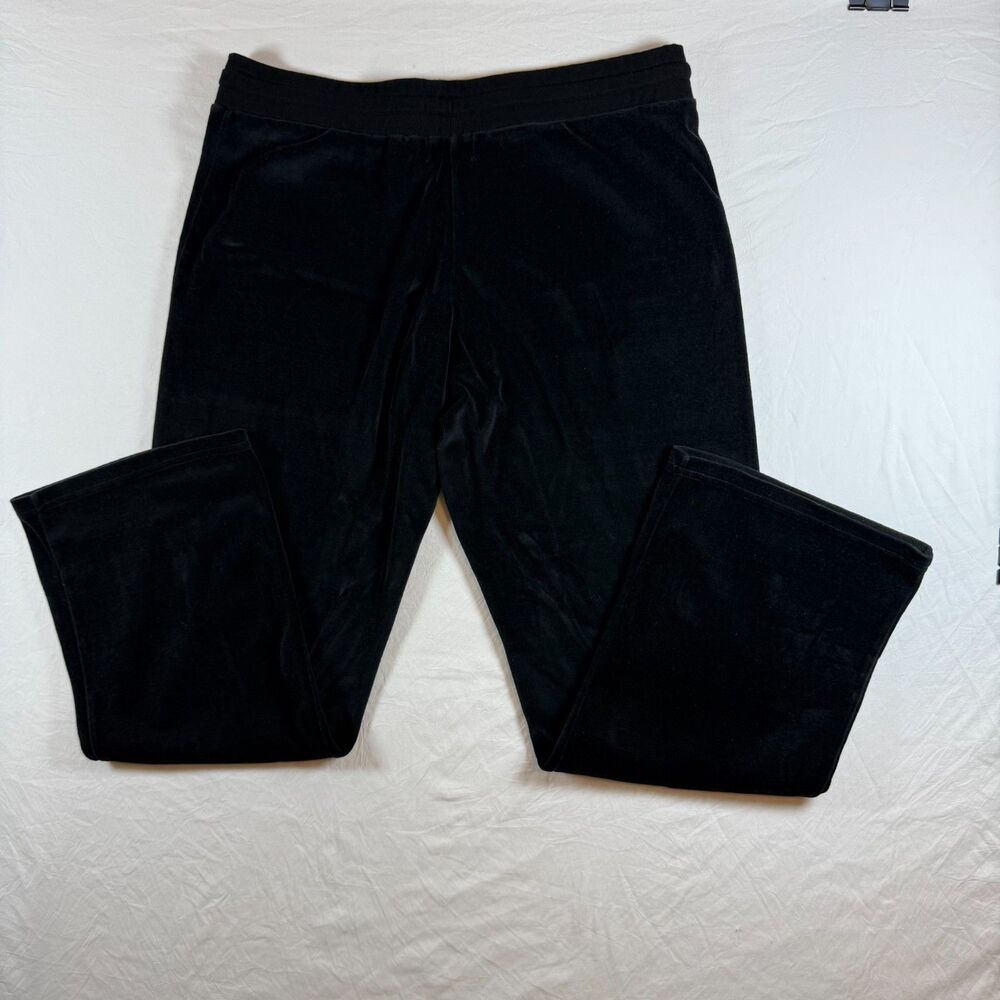 Whisper Me Black Velour Flare Pants Size XL Drawstring Waist - Picture 3 of 9